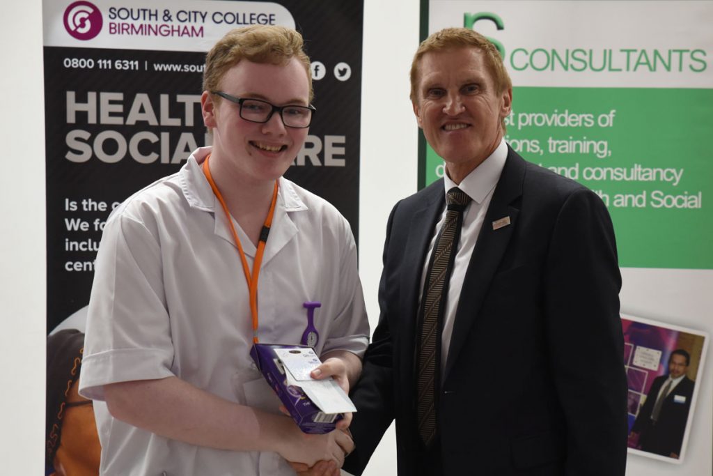 2nd place Dylan Duff City of Glasgow College with Mike Hopkins Principal of SCCB